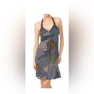 XL CHRISTINA LOVE Vibrant Gorgeous Peacock Knee Length Women’s Halter Dress